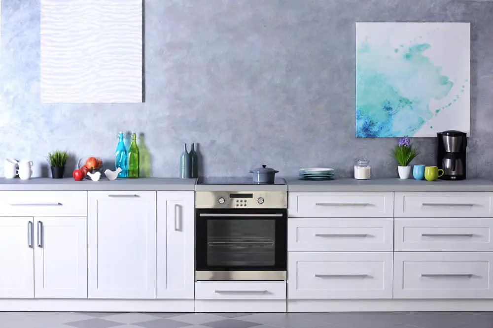 A Mix of Neutral Tones on Textured Wallpaper kitchen wallpaper ideas