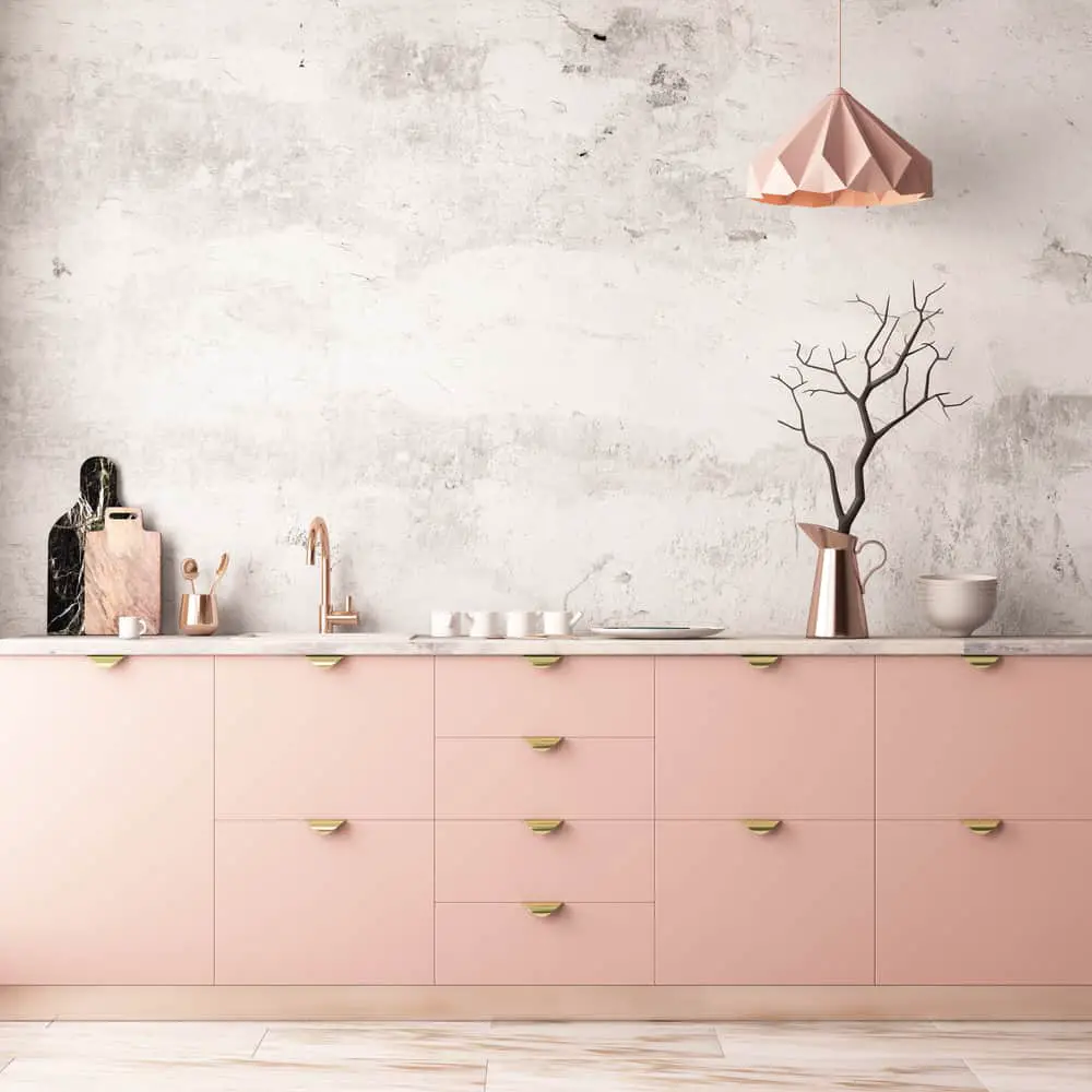 Baby Pink gray kitchen ideas