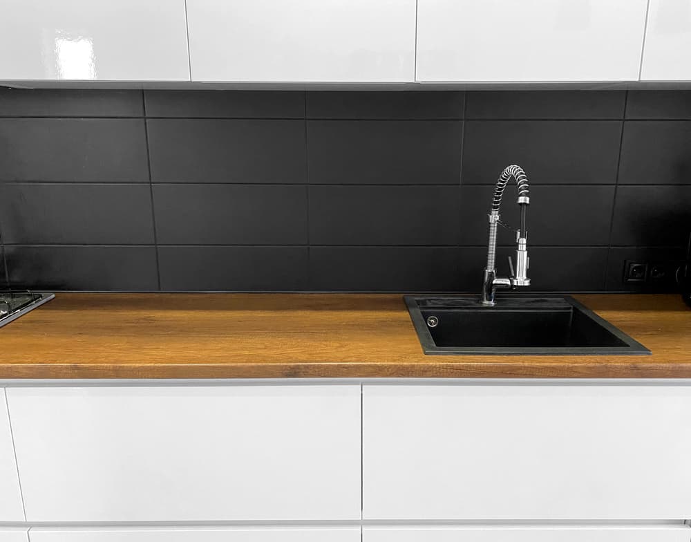 Black, White, and Wood kitchen sink ideas