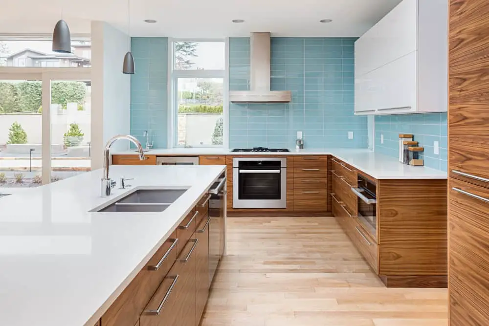 Counter to Ceiling Tile Backsplash modern kitchen ideas
