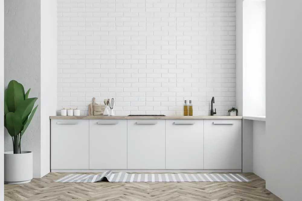 Feature Brick Wall white kitchen ideas