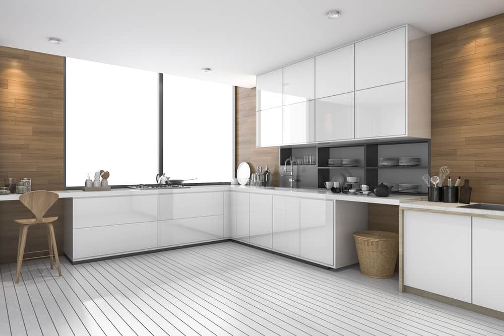 Glossy White Cabinets modern kitchen ideas