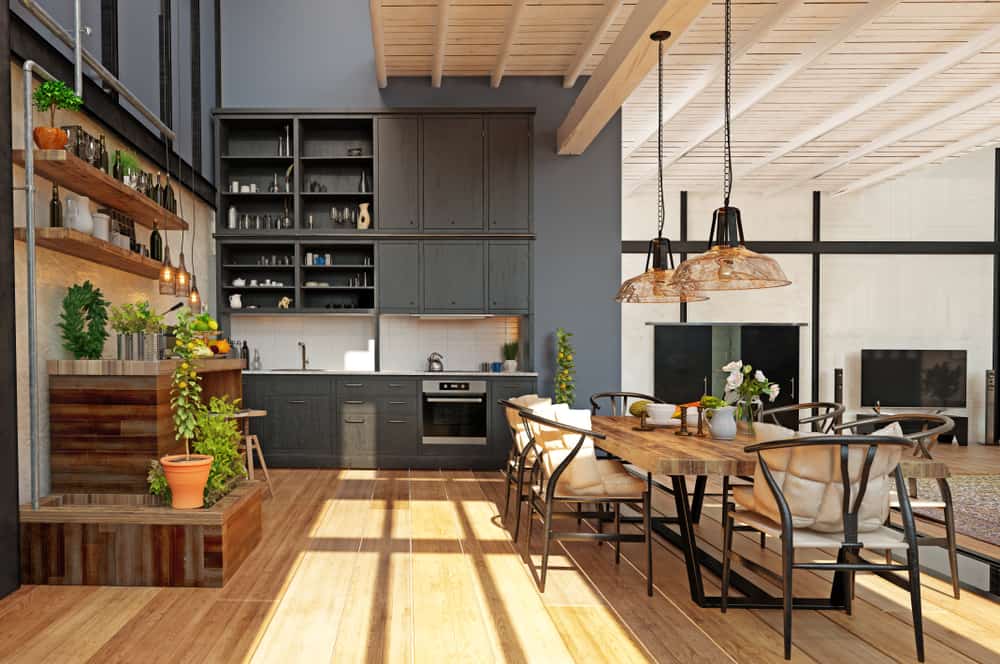 High Ceilings basement kitchen ideas