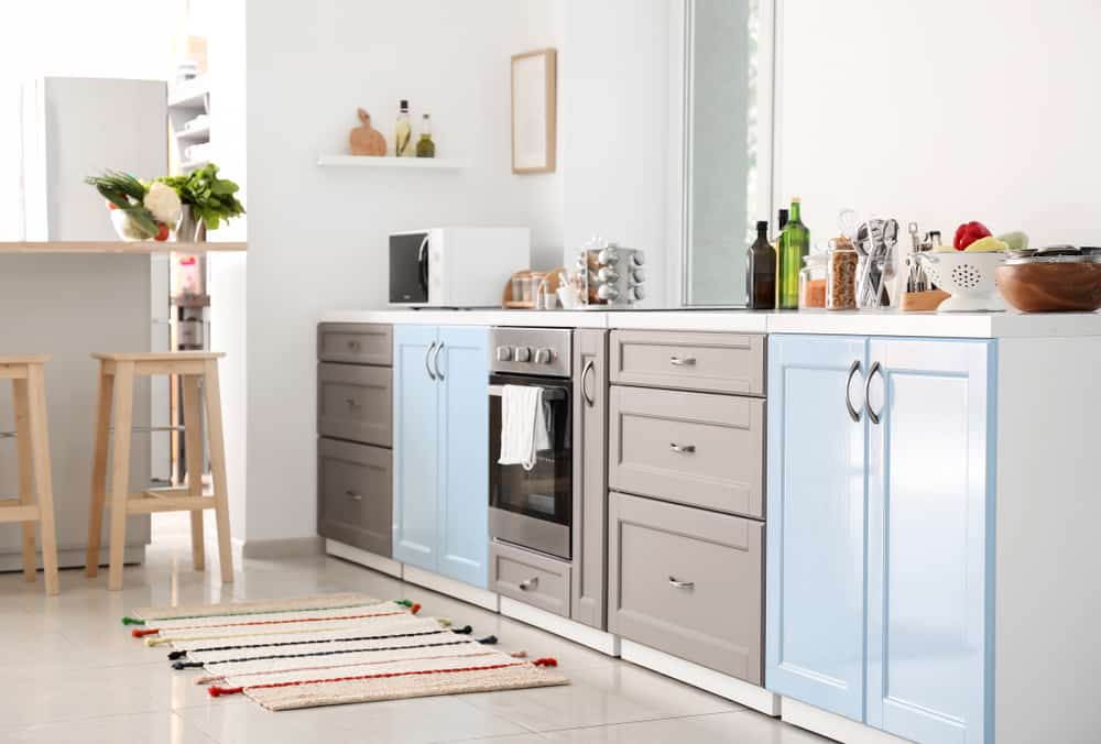 Multicolored Cabinets gray kitchen ideas