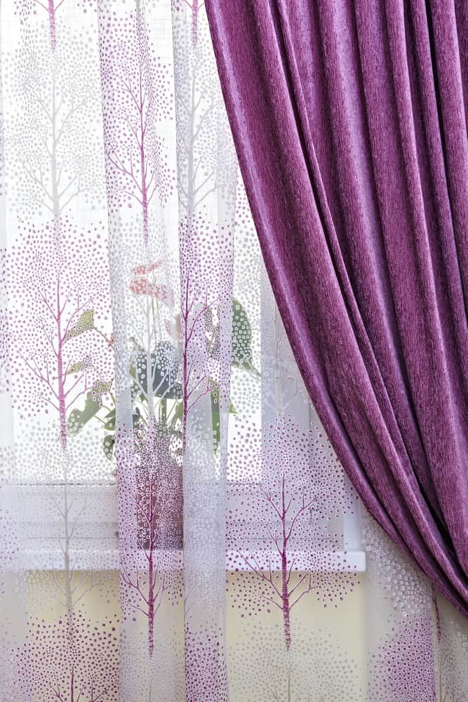 Purple kitchen window treatment ideas