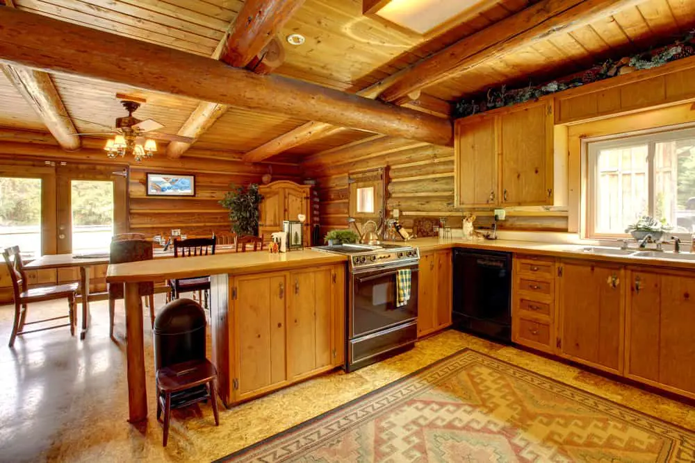Same Wood Throughout cabin kitchen ideas