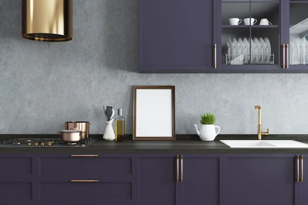 Dark Gray on Dark Purple kitchen countertop design ideas