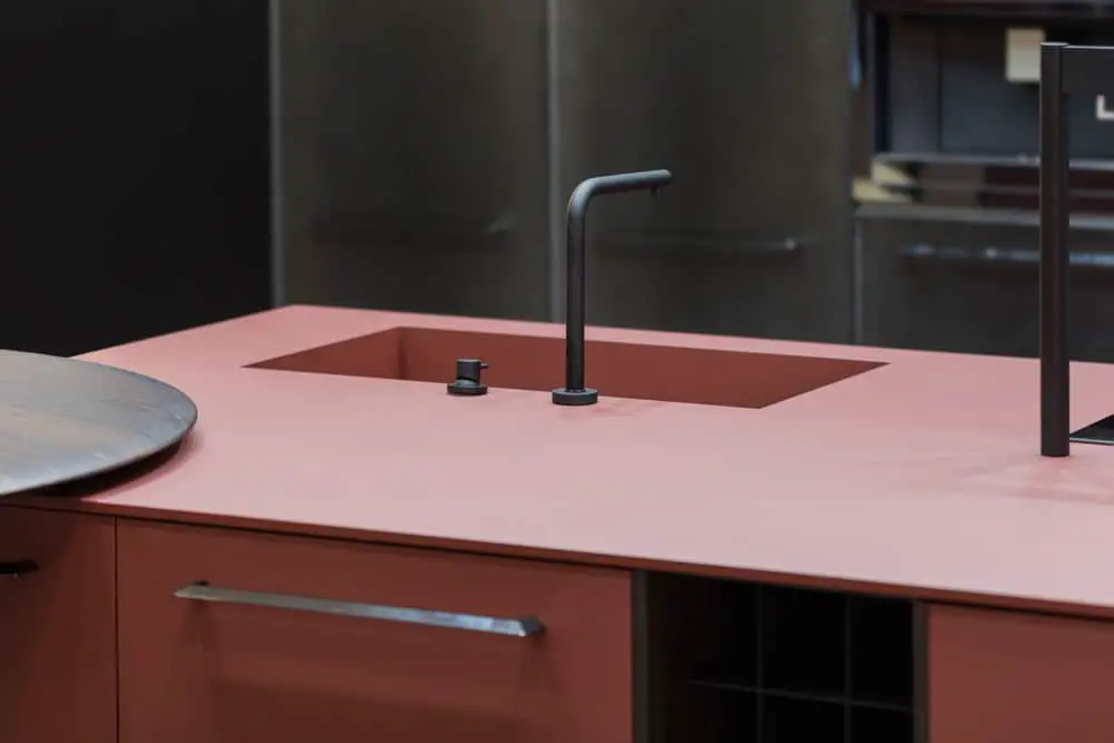 Integrated Dark Red kitchen countertop design ideas