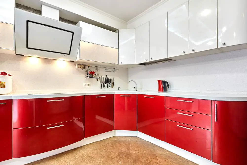 Red Lower Cabinets red kitchen ideas