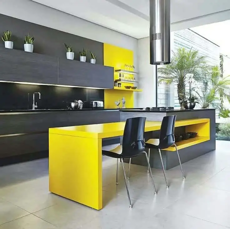 Waterfall Counter yellow kitchen ideas