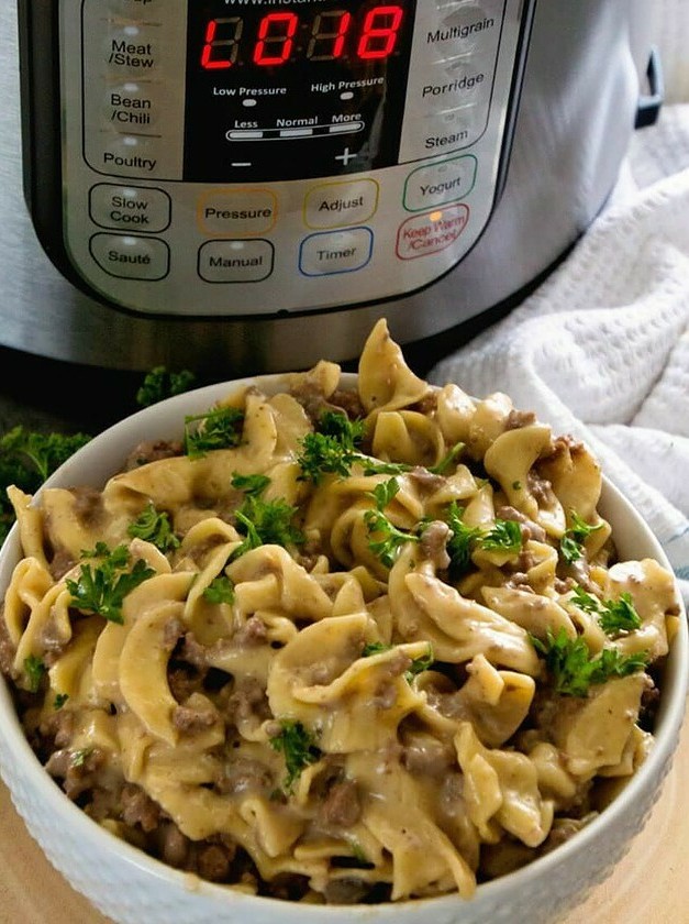 Instant Pot Ground Beef Stroganoff