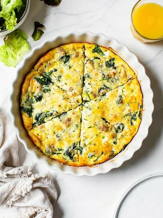 Crustless Sausage and Spinach Quiche