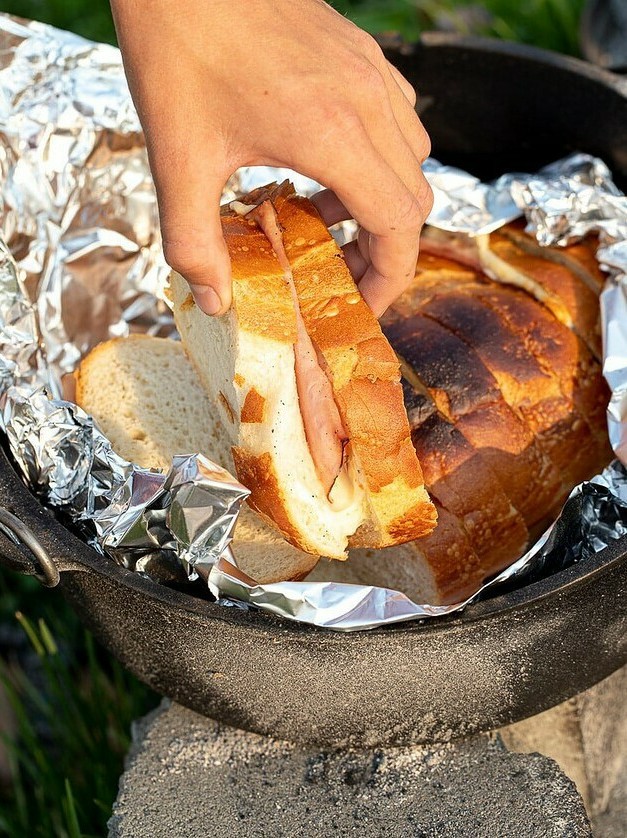 Dutch Oven Hot Ham and Cheese Sandwiches