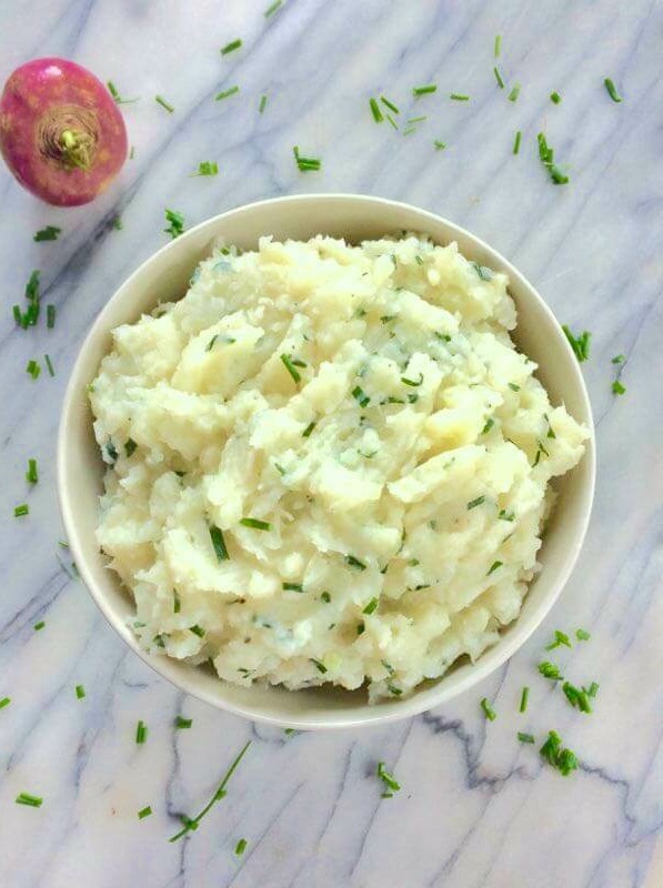 Garlic Mashed Turnips with Chives