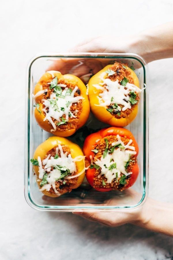 Mediterranean Quinoa Bowls With Roasted Red Pepper Sauce