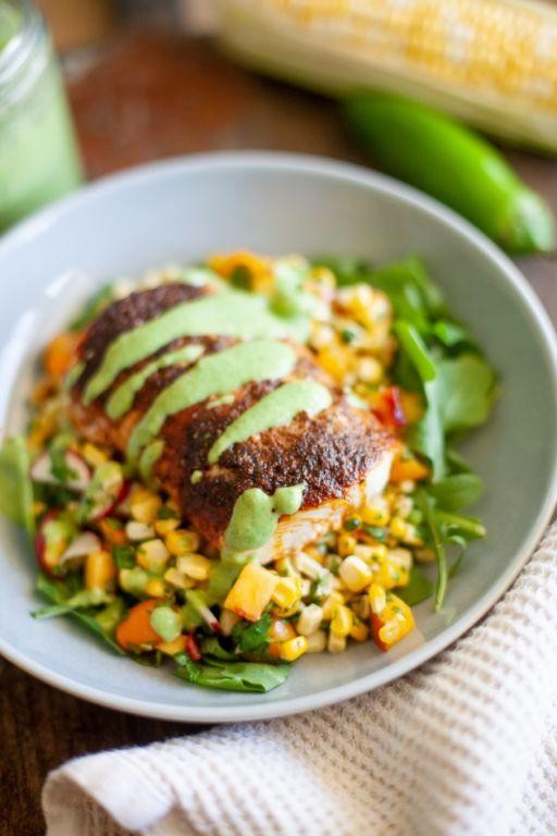 Air Fryer Mahi Mahi with Avocado Crema