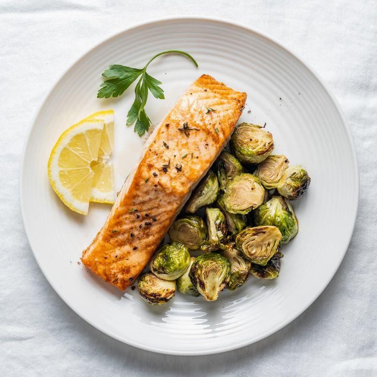 Alaskan Salmon with Roasted Brussels Sprouts