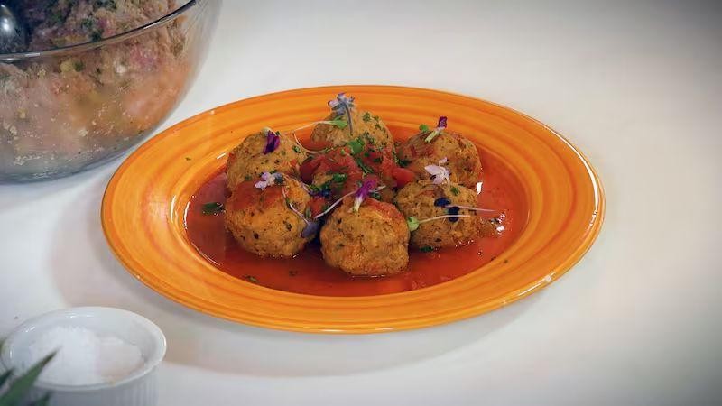 Alligator Meatballs in Spicy Tomato Sauce