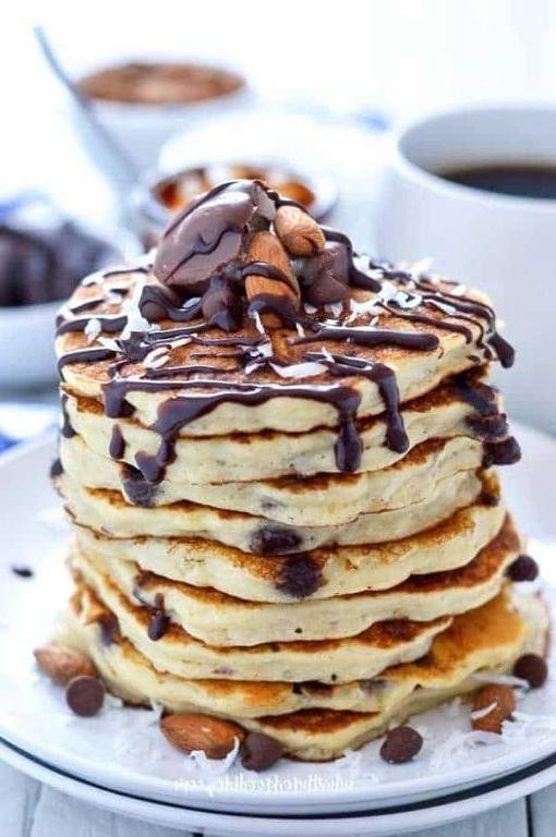 Almond Joy Oat Flour Pancakes