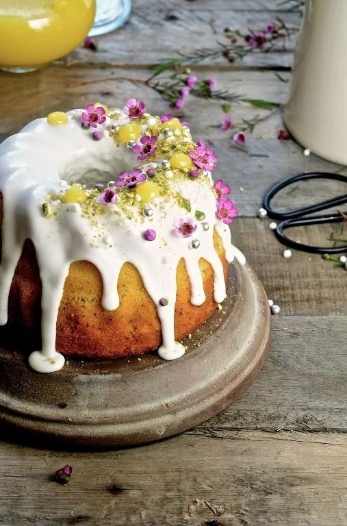 Almond Poppy Seed Bundt Cake with Lemon Curd Filling