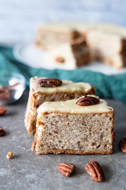Angel Food Cake with Candied Pecans