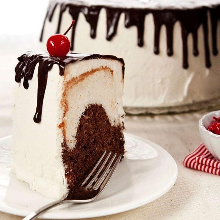 Angel Food Cake with Chocolate Ganache