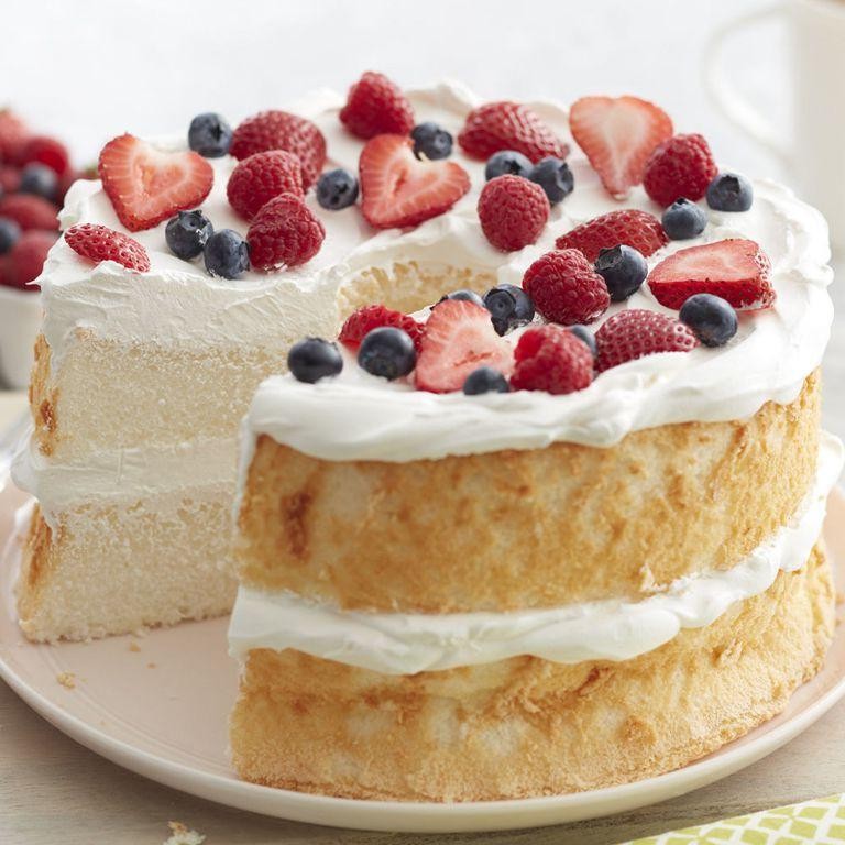 Angel Food Cake with Fresh Berries and Whipped Cream