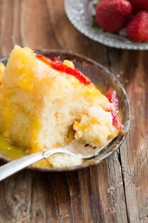 Angel Food Cake with Mango and Lime Glaze
