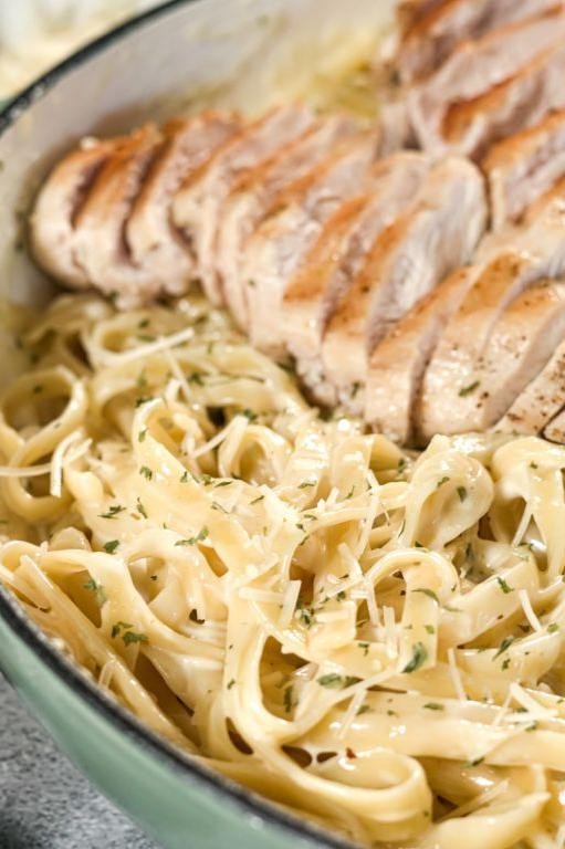 Asiago Cheese and Chicken Alfredo