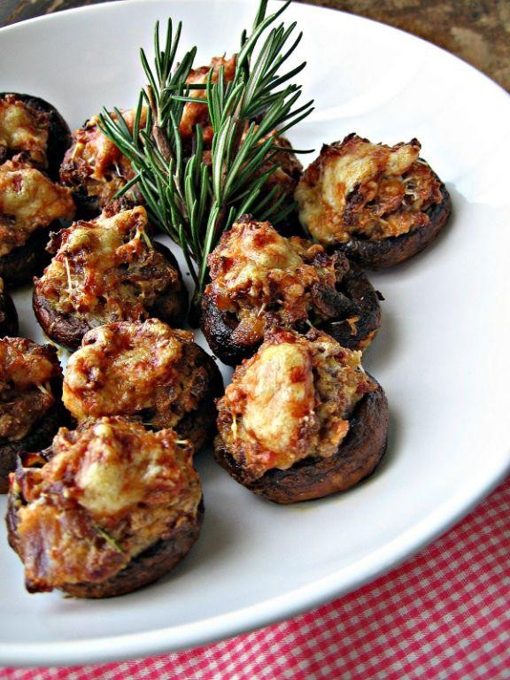 Asiago Cheese and Walnut Stuffed Mushrooms