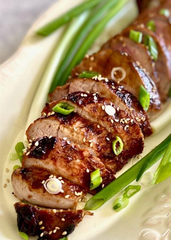 Asian Marinated Pork Tenderloin with Sesame Seeds