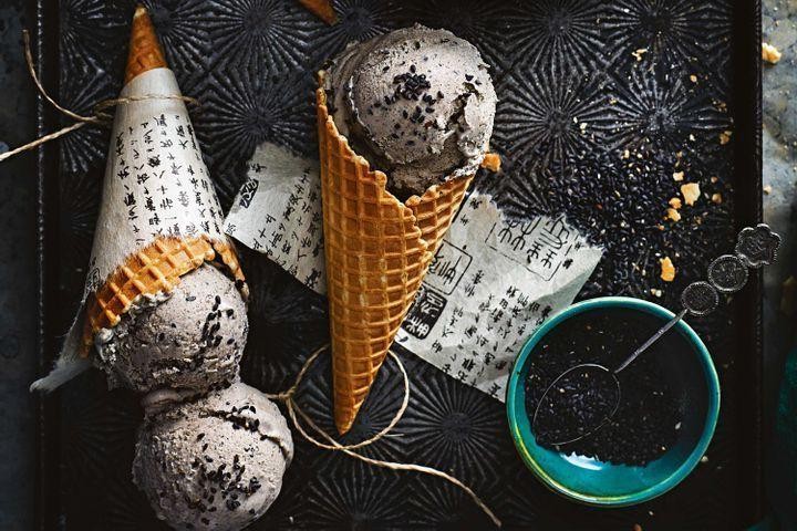 Asian Pear and Black Sesame Ice Cream