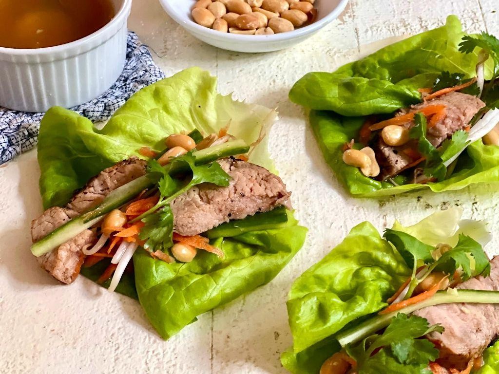 Asian Pork Tenderloin Lettuce Wraps