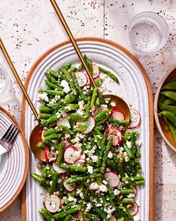 Asparagus, Pea, and Radish Salad with Yogurt Dressing