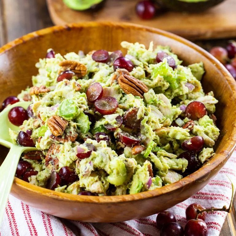 Avocado Chicken Salad with Grapes and Cashews