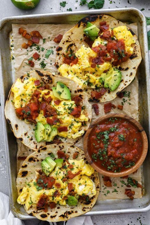 Avocado and Bacon Breakfast Tacos