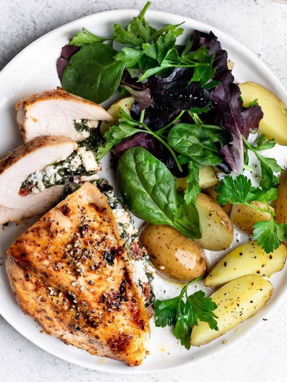 BBQ Chicken Breast Stuffed with Spinach and Feta