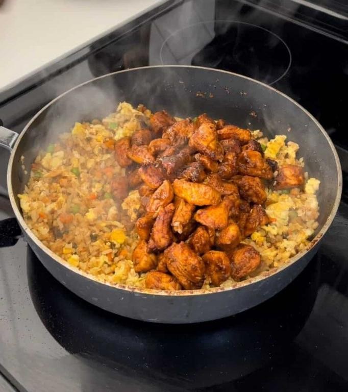 BBQ Chicken Cauliflower Rice Skillet