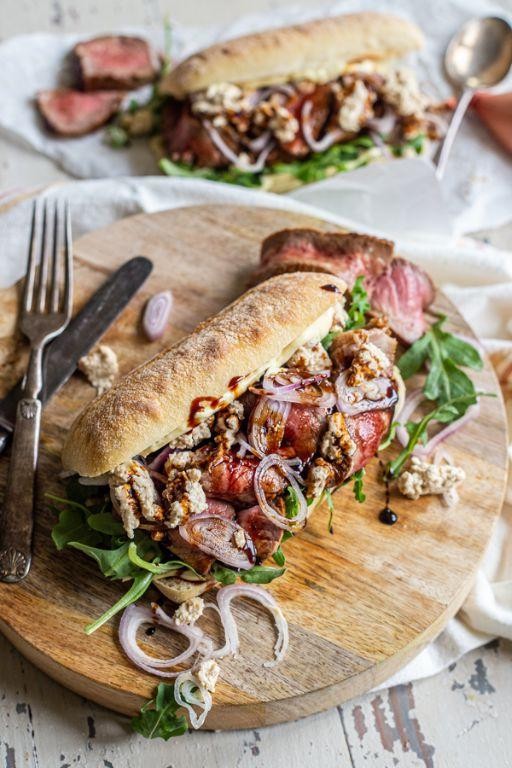 BBQ Thin Sliced Sirloin Tip Steak Sandwiches