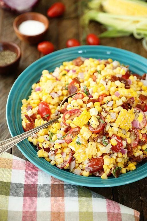 Bacon and Corn Salad with a Creamy Dressing