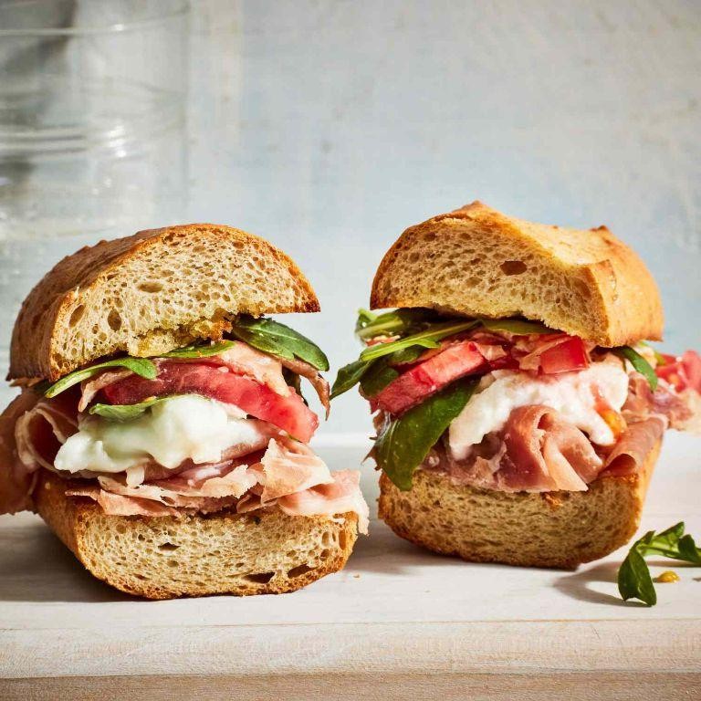 Baguette Sandwich with Prosciutto and Mozzarella