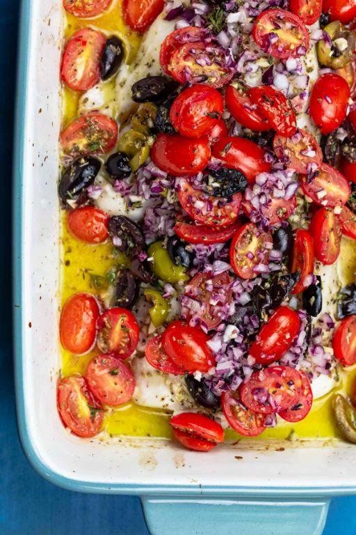 Baked Mediterranean Fish with Olives and Tomatoes