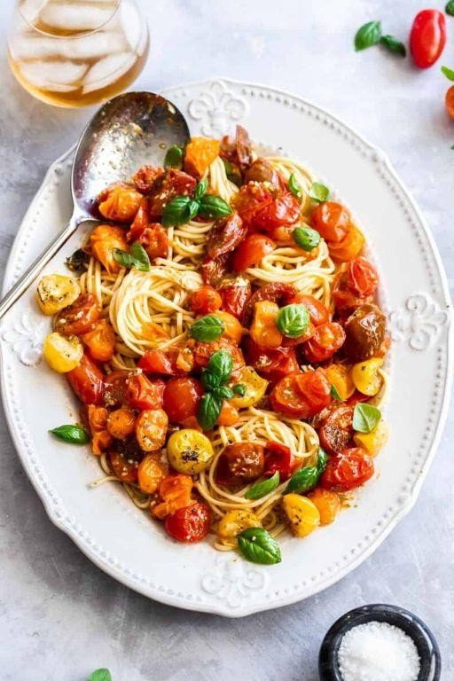 Baked Pasta with Roasted Cherry Tomatoes and Basil
