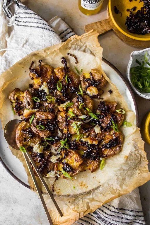 Balsamic Glazed Smashed Red Potatoes