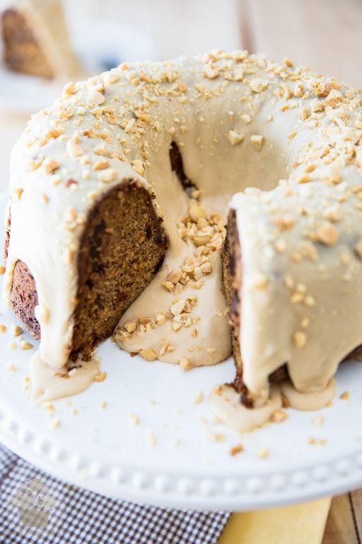 Banana Nut Bundt Cake with Peanut Butter Filling
