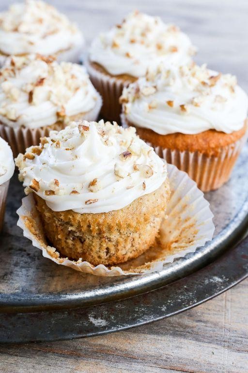 Banana Nut Cupcakes with Cream Cheese Frosting