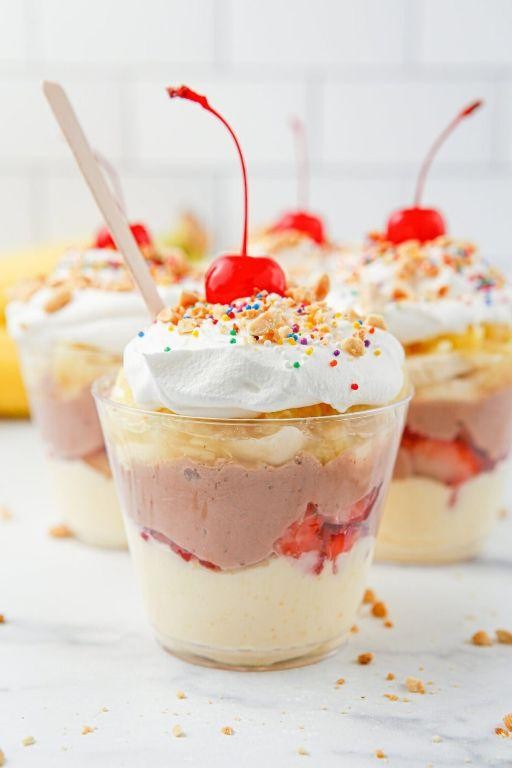 Banana Split Pudding Parfaits