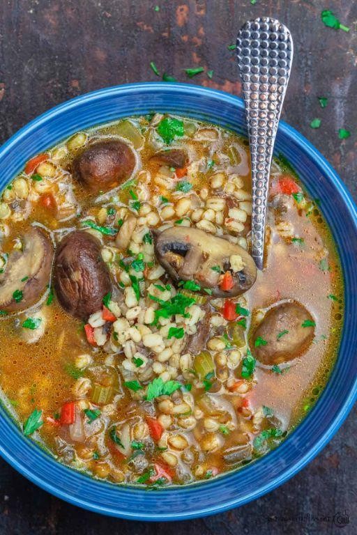 Barley and Mushroom Mediterranean Soup