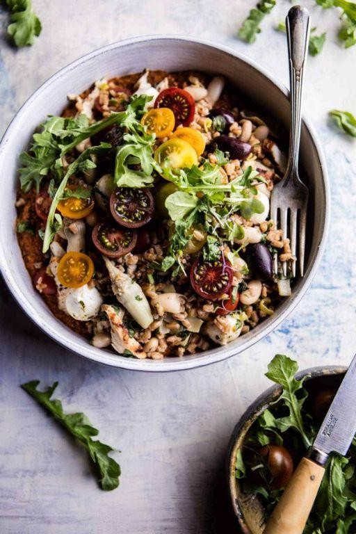 Basil Chicken Salad with Grapes and Farro