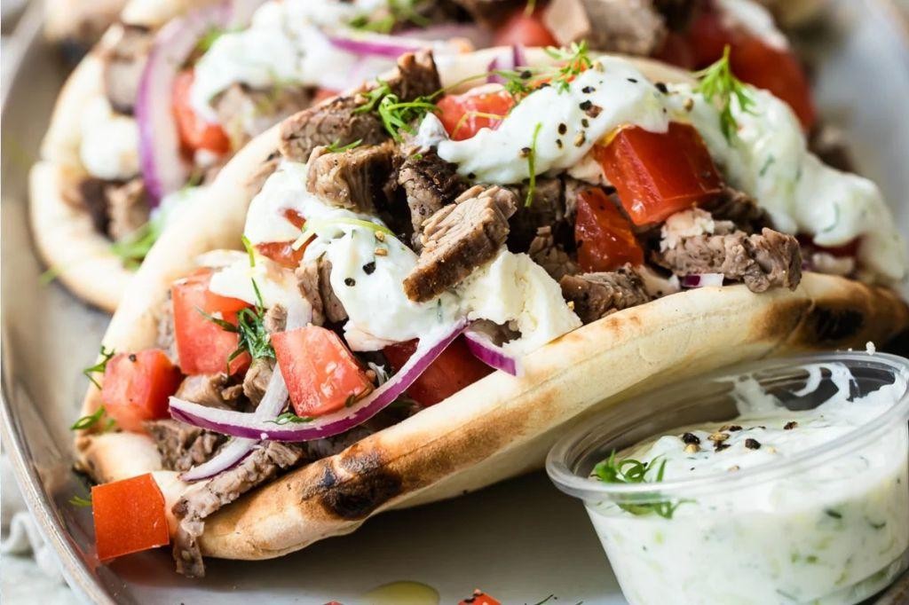 Beef Gyro with Garlic Yogurt Sauce